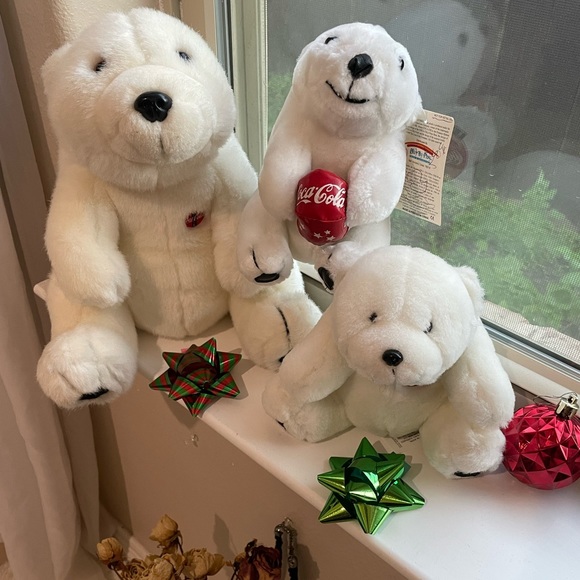 VTG 90s Coca Cola white polar bears stuffed animals - Picture 1 of 12